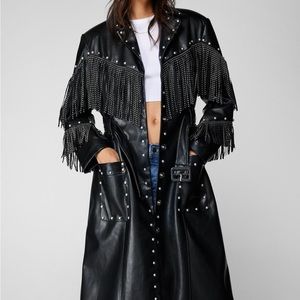 Western long fringe  trench coat from nasty gal